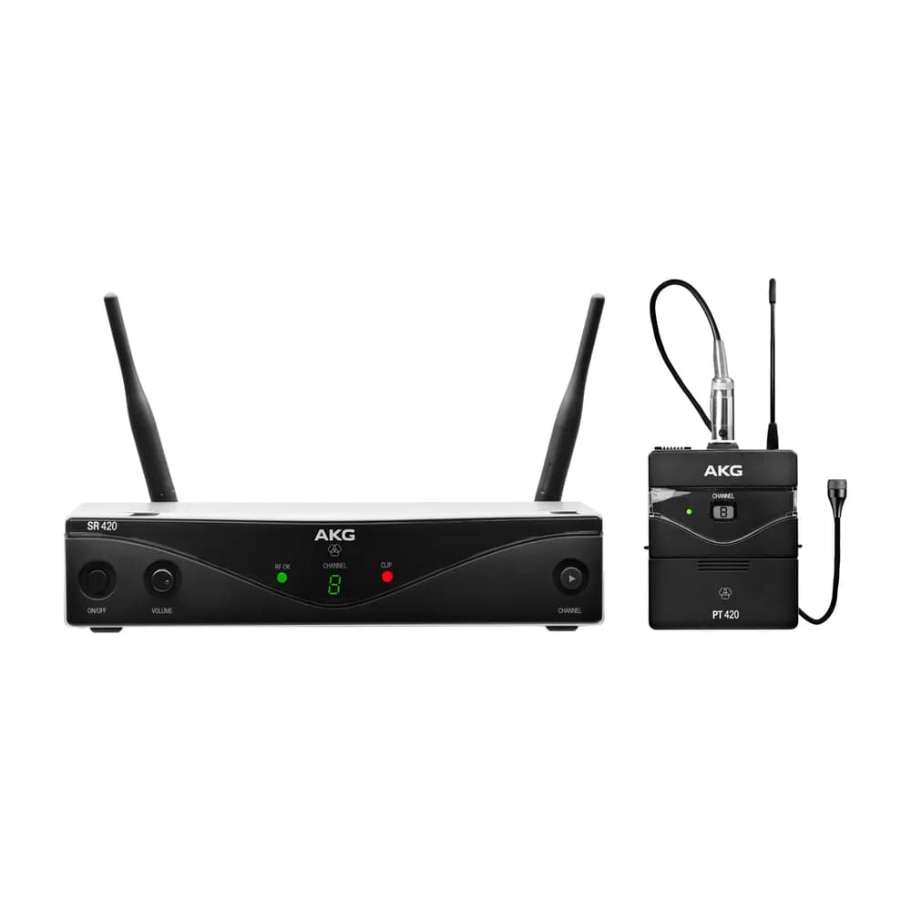 AKG WMS420 Presenter Set – Micrófono de Solapa Inalámbrico UHF, Banda B1