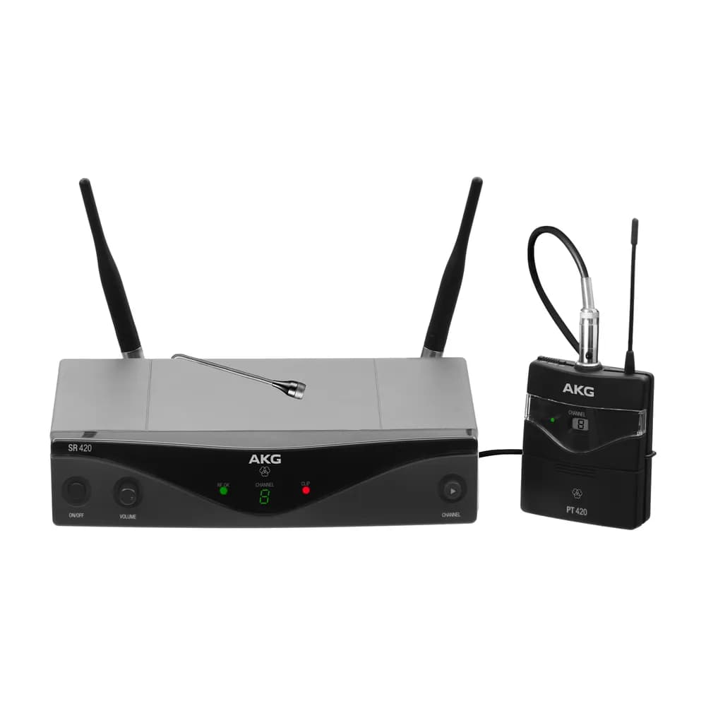 AKG WMS420 Presenter Set – Micrófono de Solapa Inalámbrico UHF, Banda B1