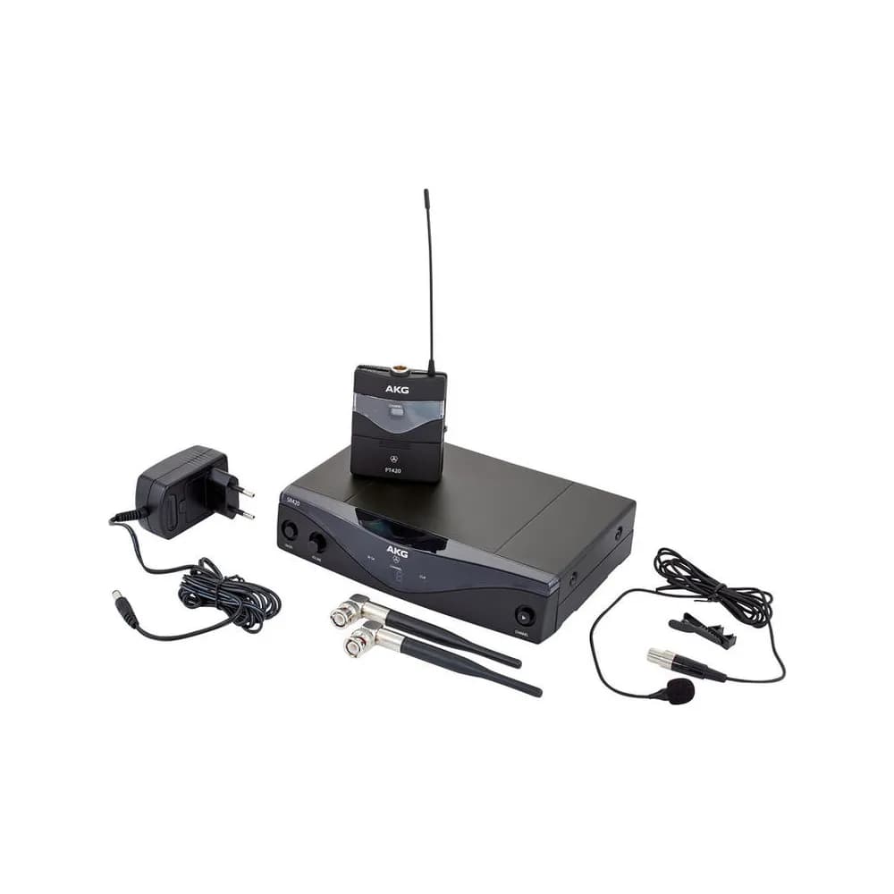 AKG WMS420 Presenter Set – Micrófono de Solapa Inalámbrico UHF, Banda B1