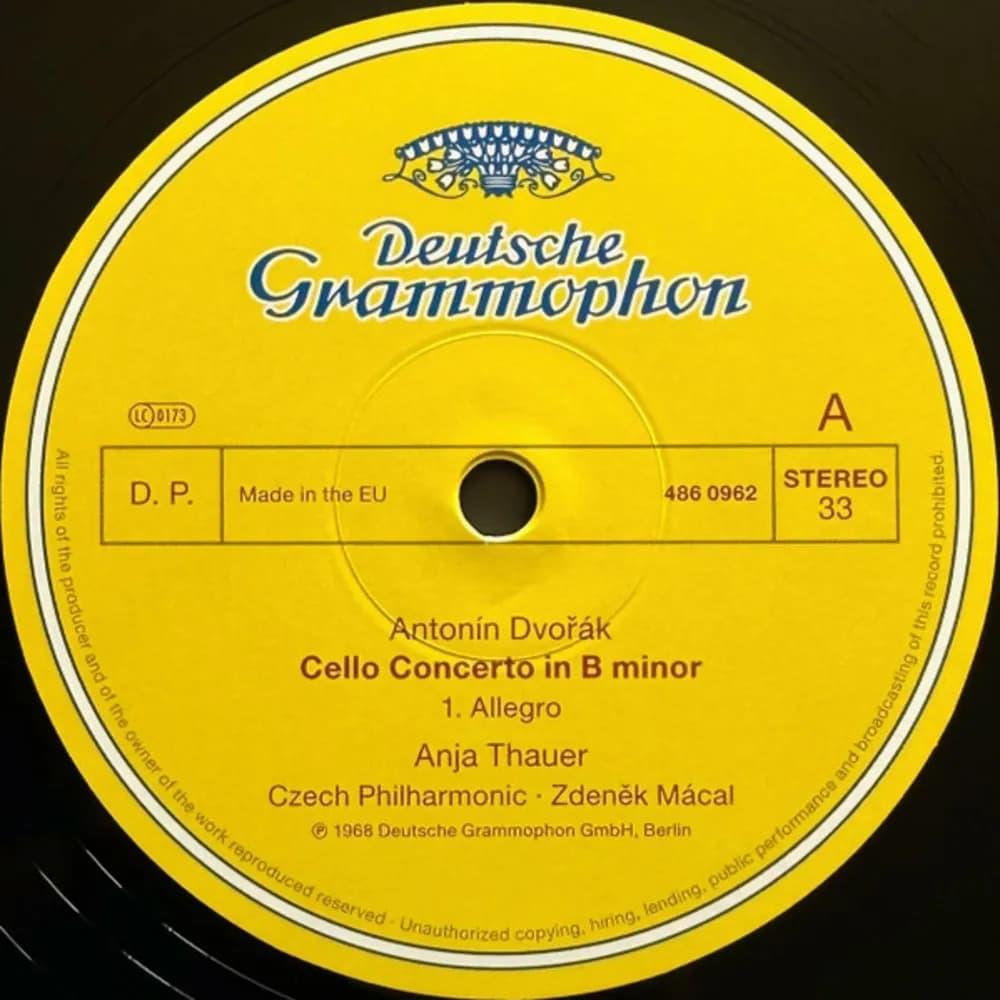 Anja Thauer, Antonín Dvořák, Czech Philharmonic Orchestra, The, Zdeněk Mácal - Cello Concerto (LP nuevo)