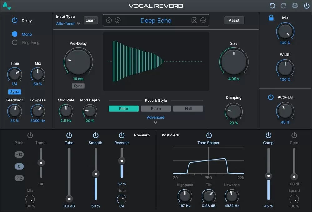 Antares AutoTune Vocal Reverb – Reverb de Voz con IA y Auto-EQ (Descarga Digital) - Variante en LEMM DJ Store