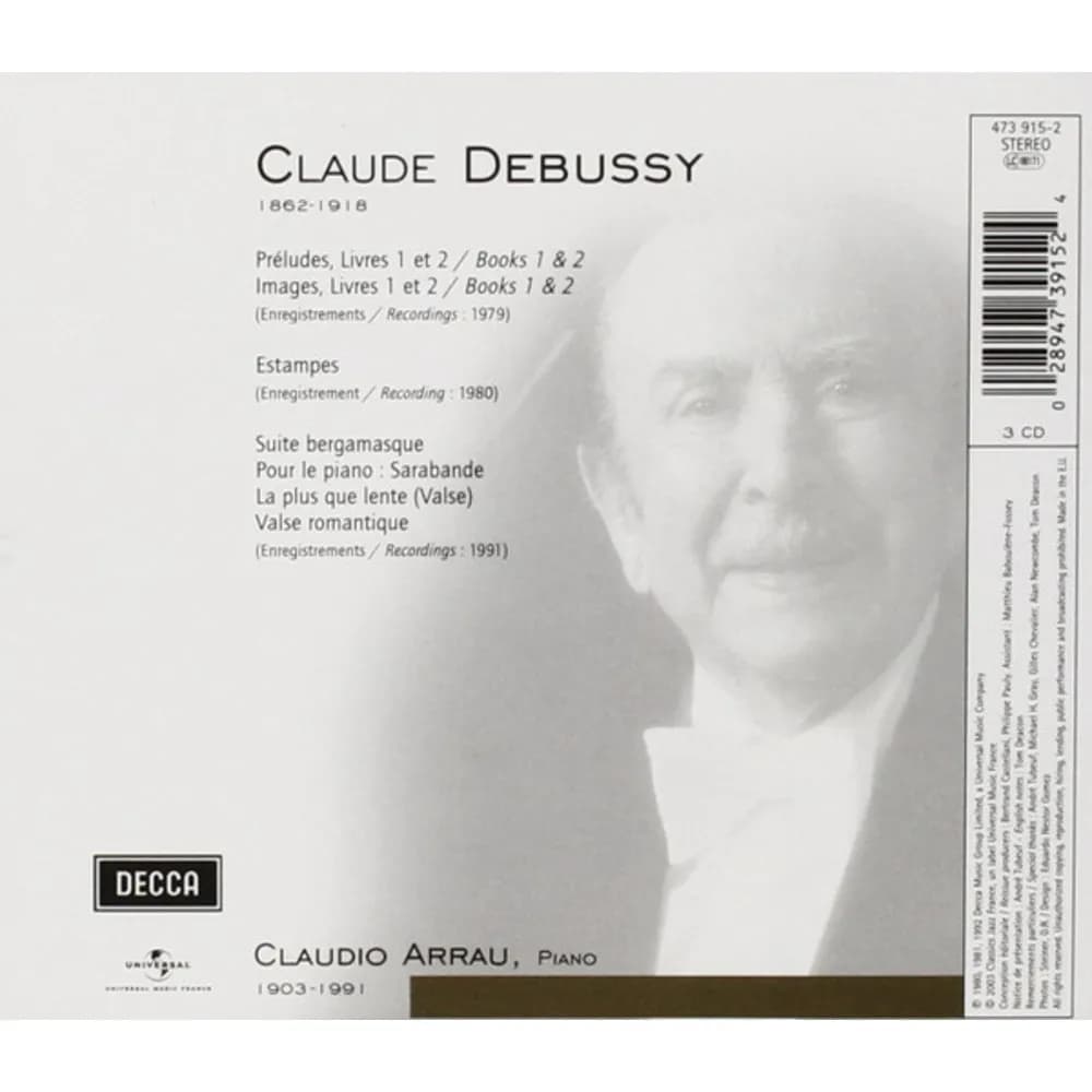 Claude Debussy, Claudio Arrau - Arrau Heritage - Debussy (CD Triple (3CD) nuevo)