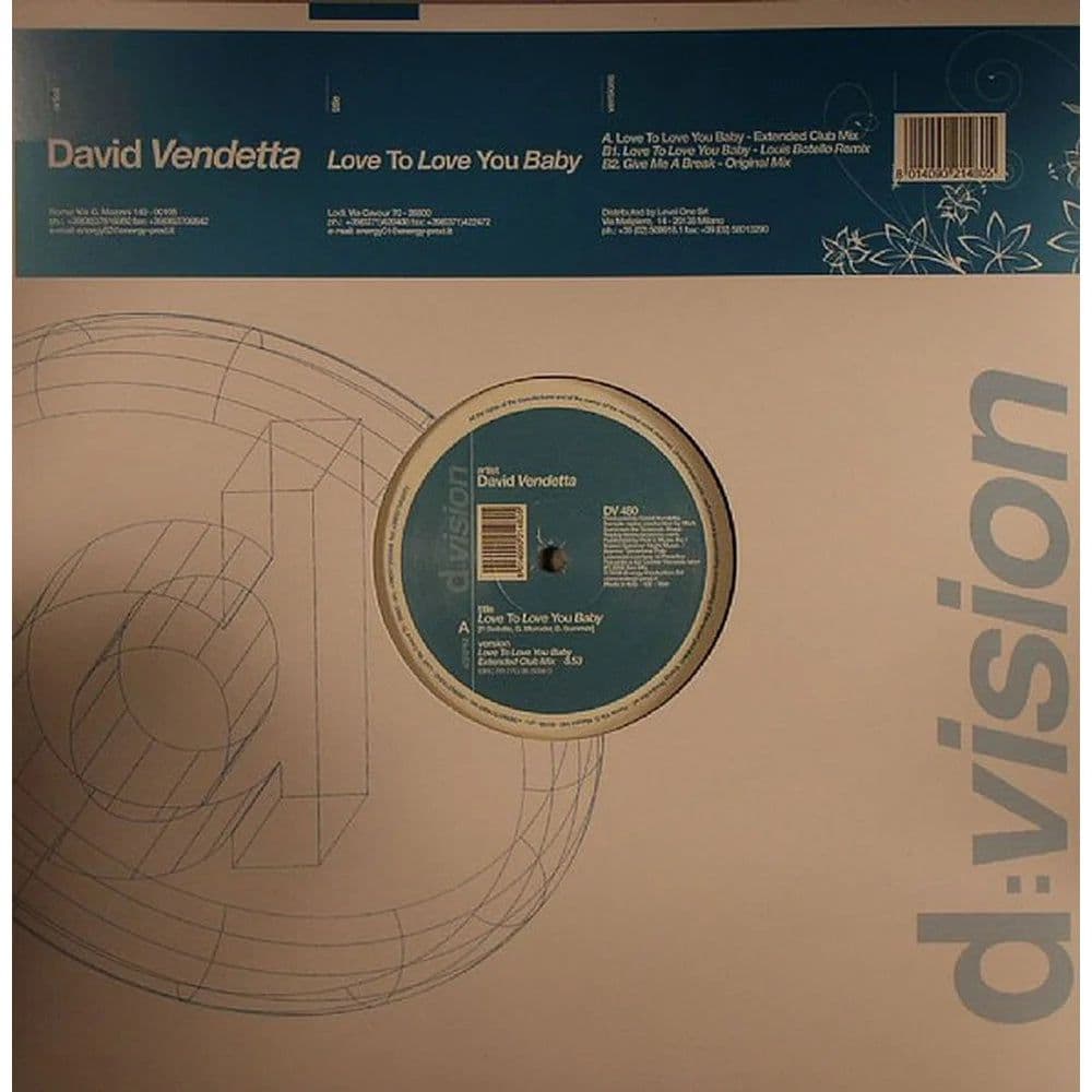 David Vendetta - Love To Love You Baby (12") (Vinilo usado VG+)