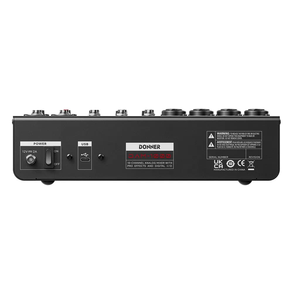 Donner DAM1000 – Mesa de Sonido de 10 Canales con USB, Bluetooth, Compresores y Efectos