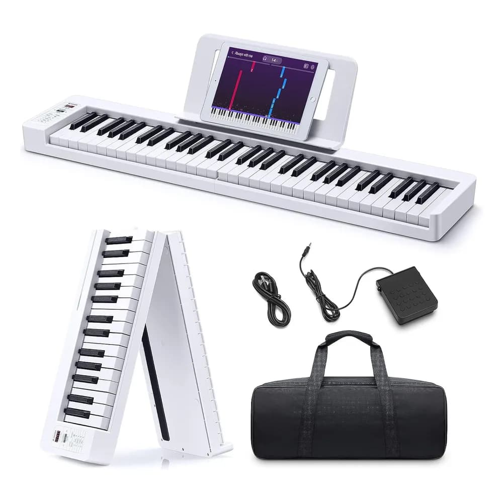 Donner DP-06 – Teclado Plegable de 61 Teclas Semi-Pesadas con Bluetooth, Batería y Pedal