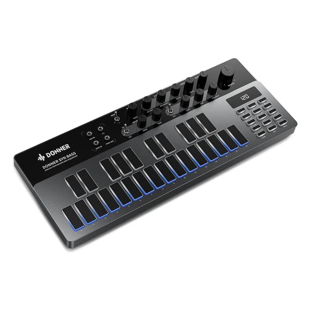 Donner ESSENTIAL B1 – Sintetizador de Bajo Analógico con Secuenciador, Inspirado en la TB-303