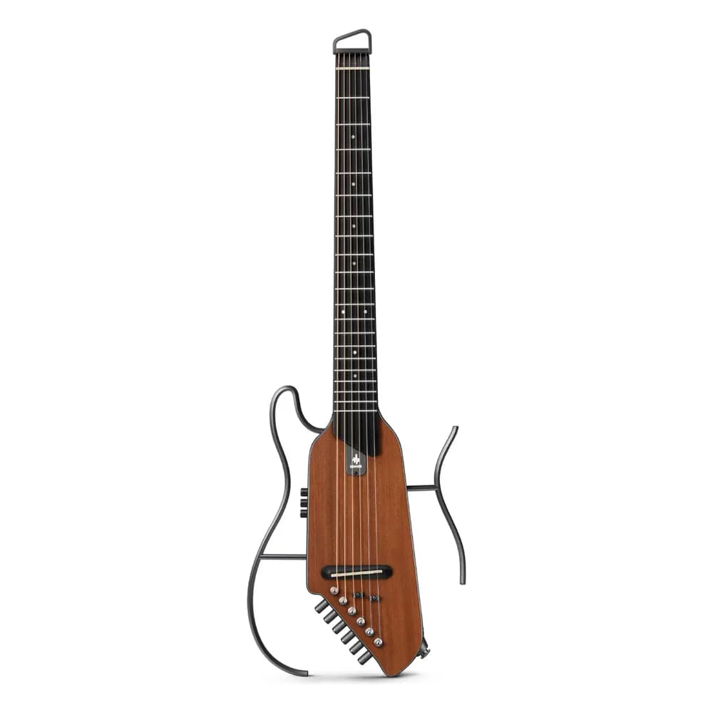 Donner HUSH I EVO2 – Guitarra Silenciosa de Viaje sin Clavijero, con Afinador, Audífonos y Funda