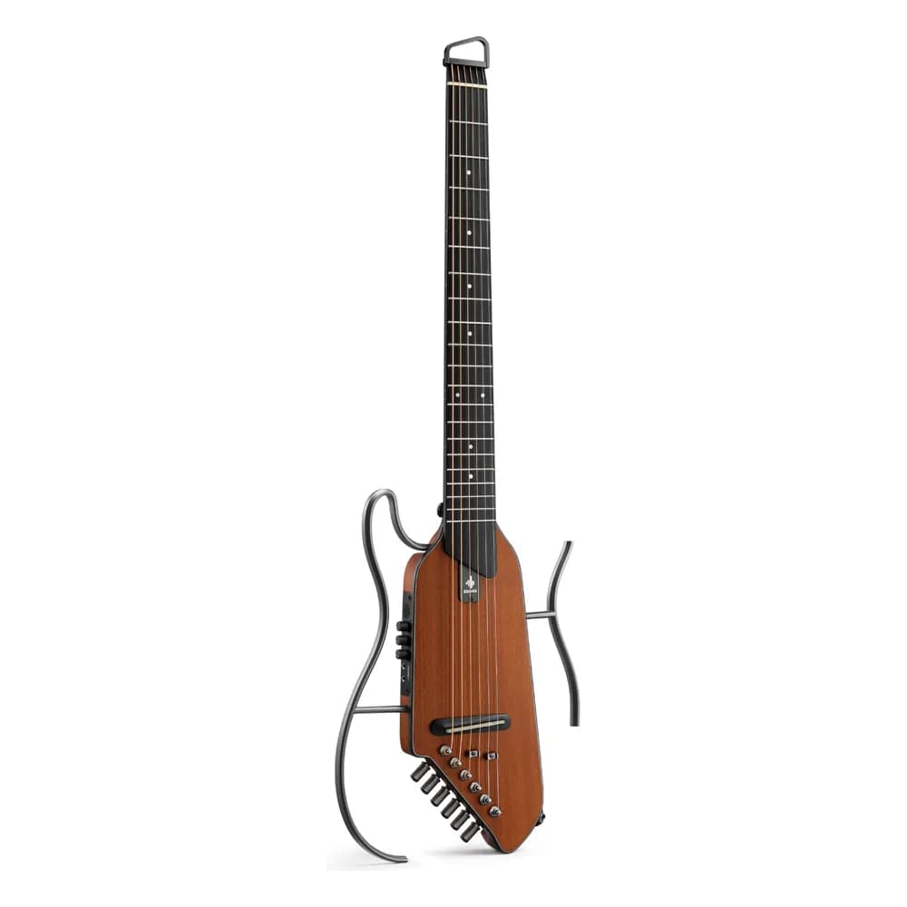Donner HUSH I EVO2 – Guitarra Silenciosa de Viaje sin Clavijero, con Afinador, Audífonos y Funda