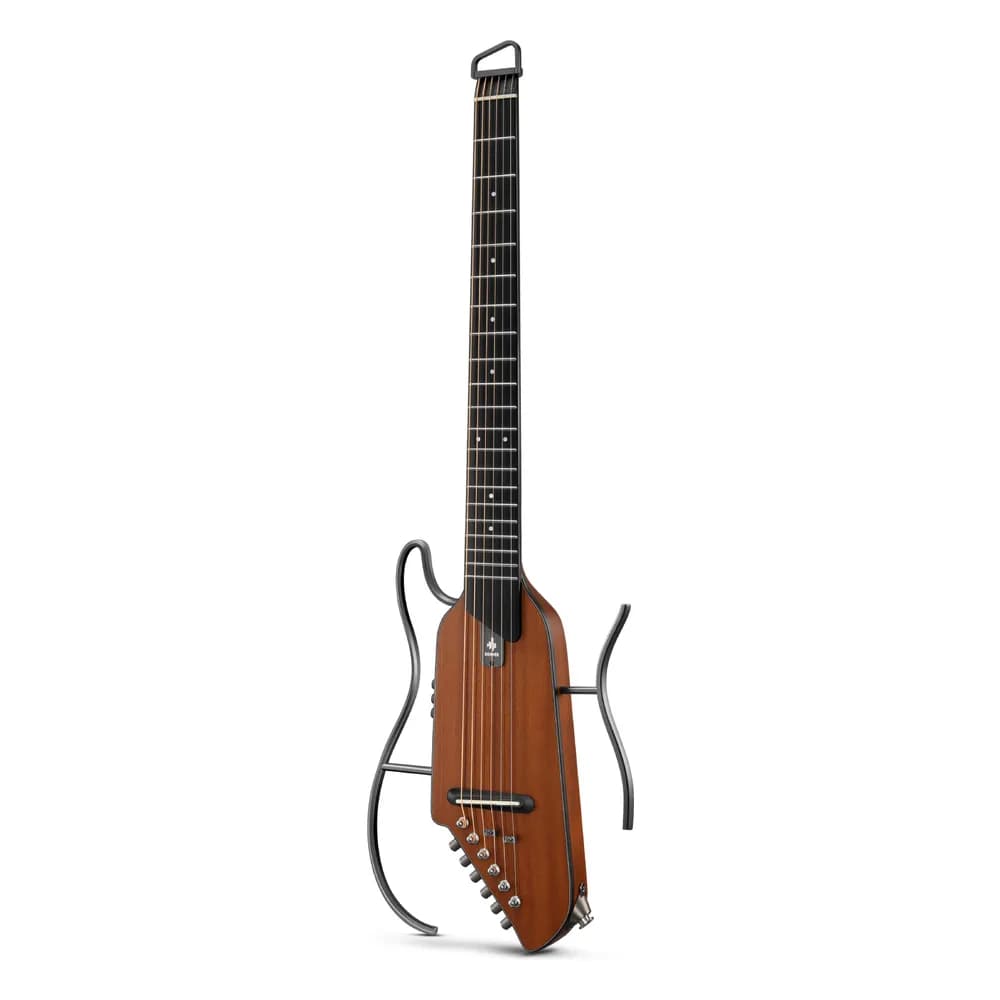 Donner HUSH I EVO2 – Guitarra Silenciosa de Viaje sin Clavijero, con Afinador, Audífonos y Funda