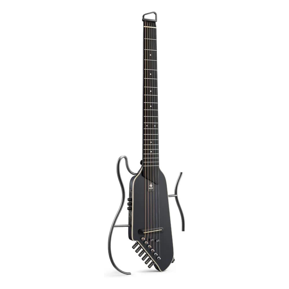 Donner HUSH I EVO2 – Guitarra Silenciosa de Viaje sin Clavijero, con Afinador, Audífonos y Funda