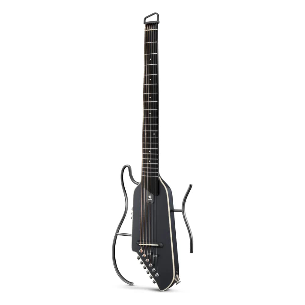 Donner HUSH I EVO2 – Guitarra Silenciosa de Viaje sin Clavijero, con Afinador, Audífonos y Funda