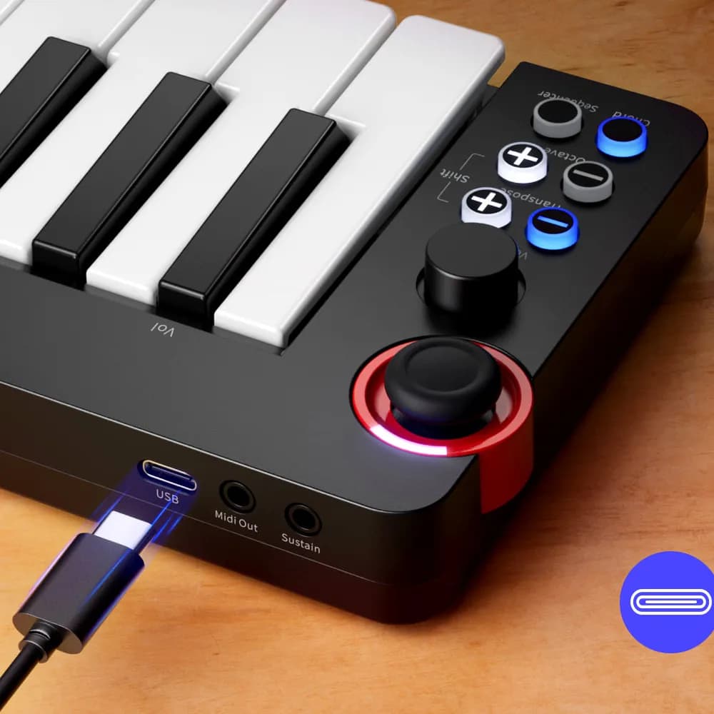 Donner N-32 – Teclado MIDI USB de 32 Teclas con Acordes, Secuenciador y Joystick de Pitch