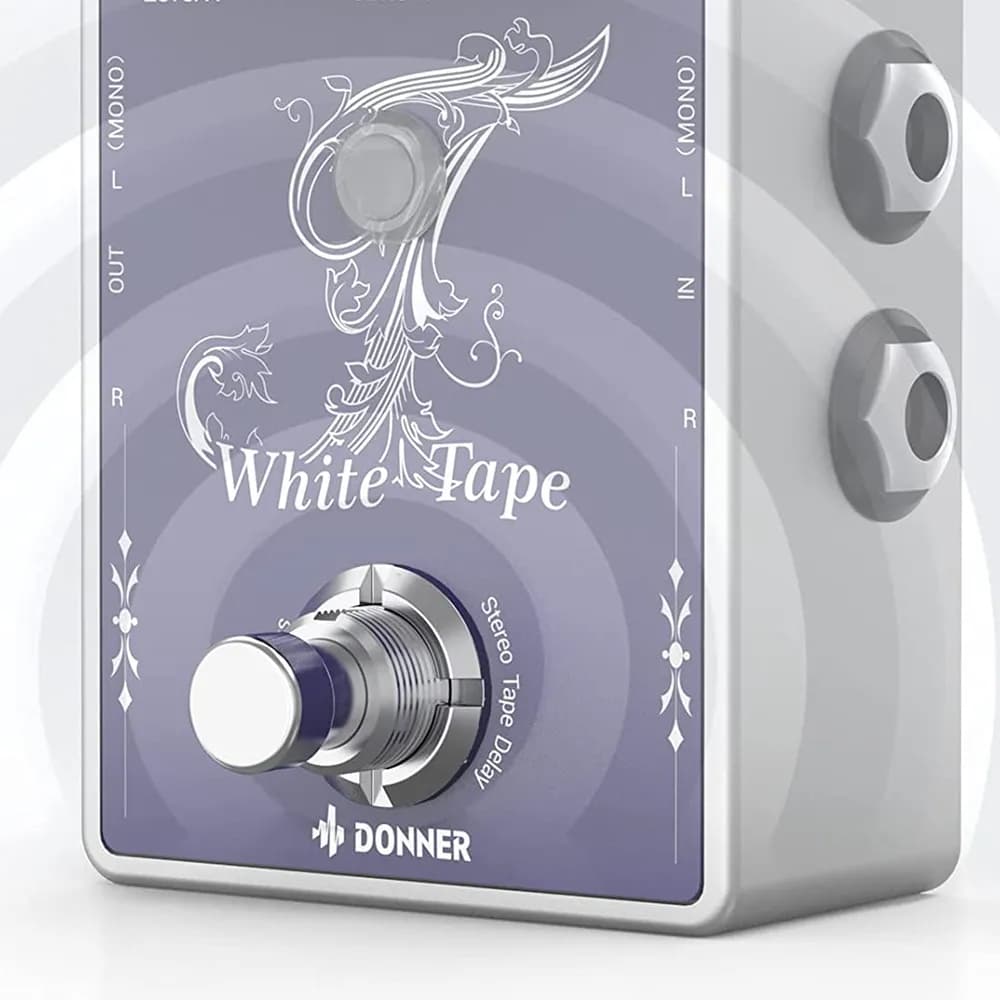 Donner White Tape – Pedal de Delay Estéreo Tipo Cinta, Analógico con True Bypass