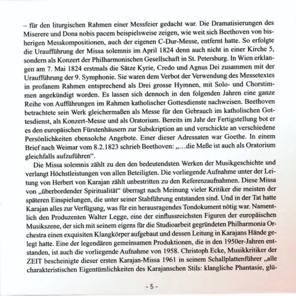 Elisabeth Schwarzkopf, Ludwig van Beethoven, Herbert von Karajan, Christa Ludwig - Missa Solemnis (CD Doble (2CD) nuevo)