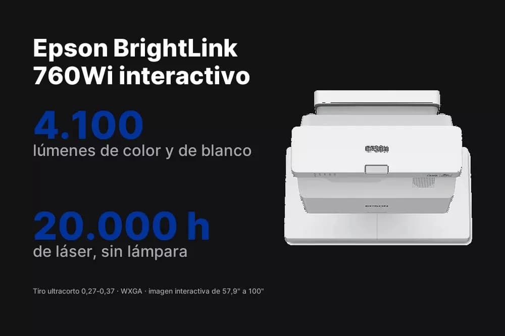 Epson BrightLink 760Wi – Proyector interactivo láser WXGA 4.100 lúmenes