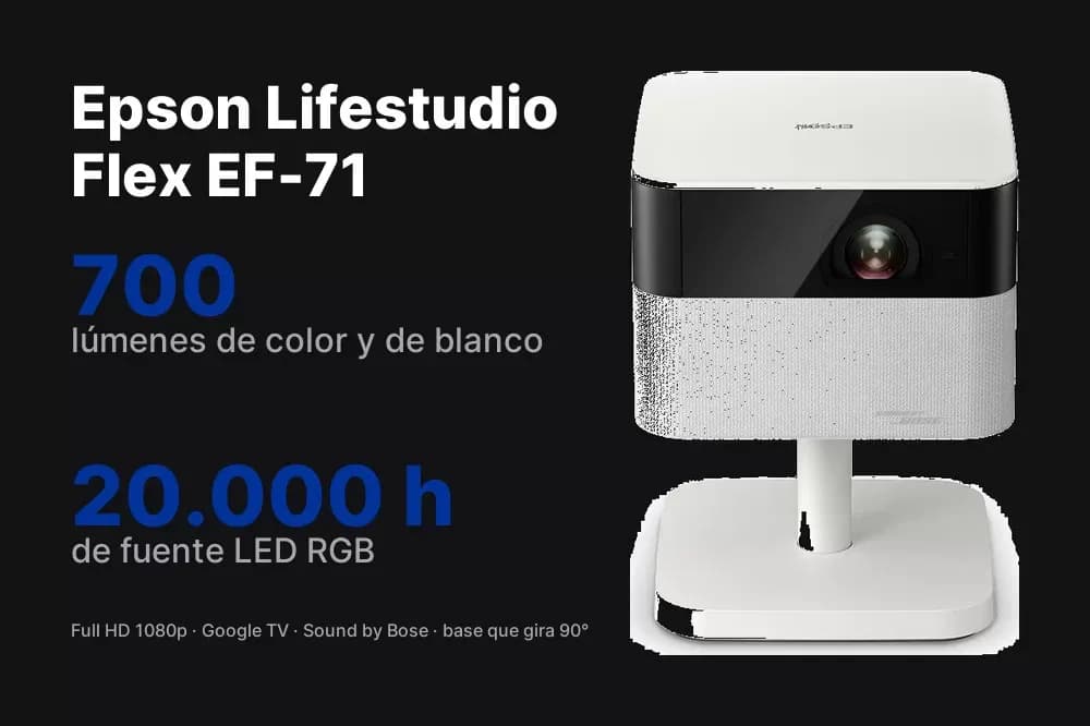 Epson Lifestudio Flex EF-71 – Proyector portátil Full HD con base inclinable