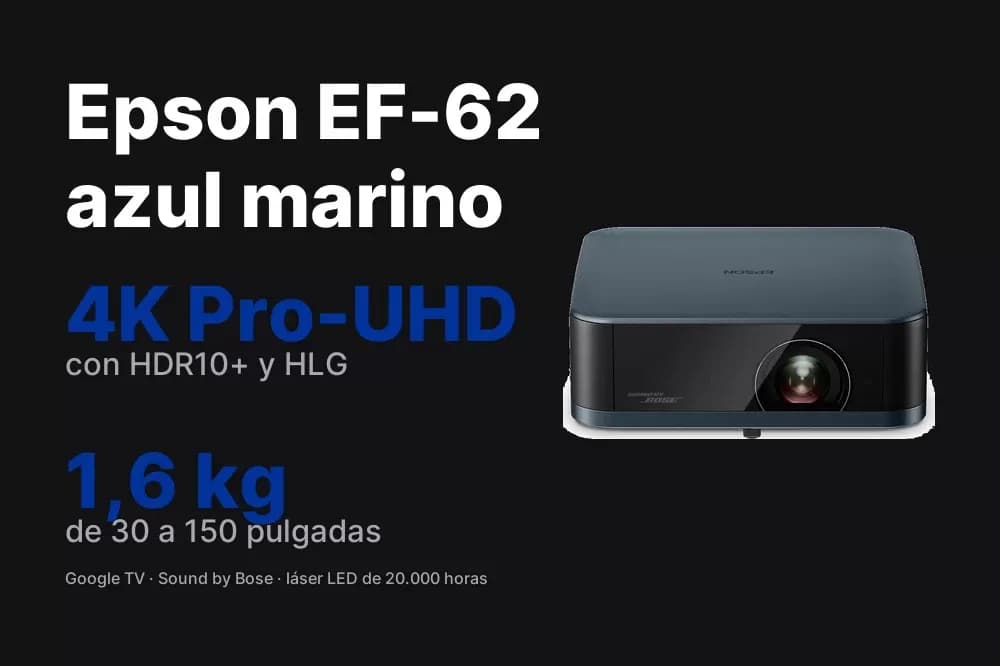 Epson Lifestudio Pop Plus EF-62 – Proyector portátil 4K Pro-UHD con Google TV