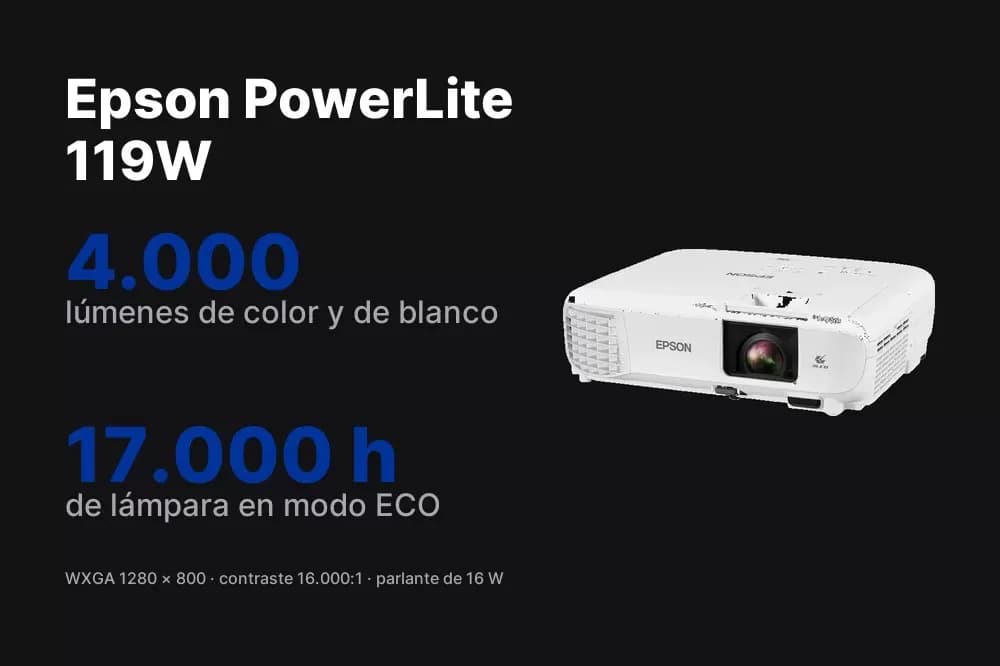 Epson PowerLite 119W – Proyector 3LCD WXGA 4.000 lúmenes