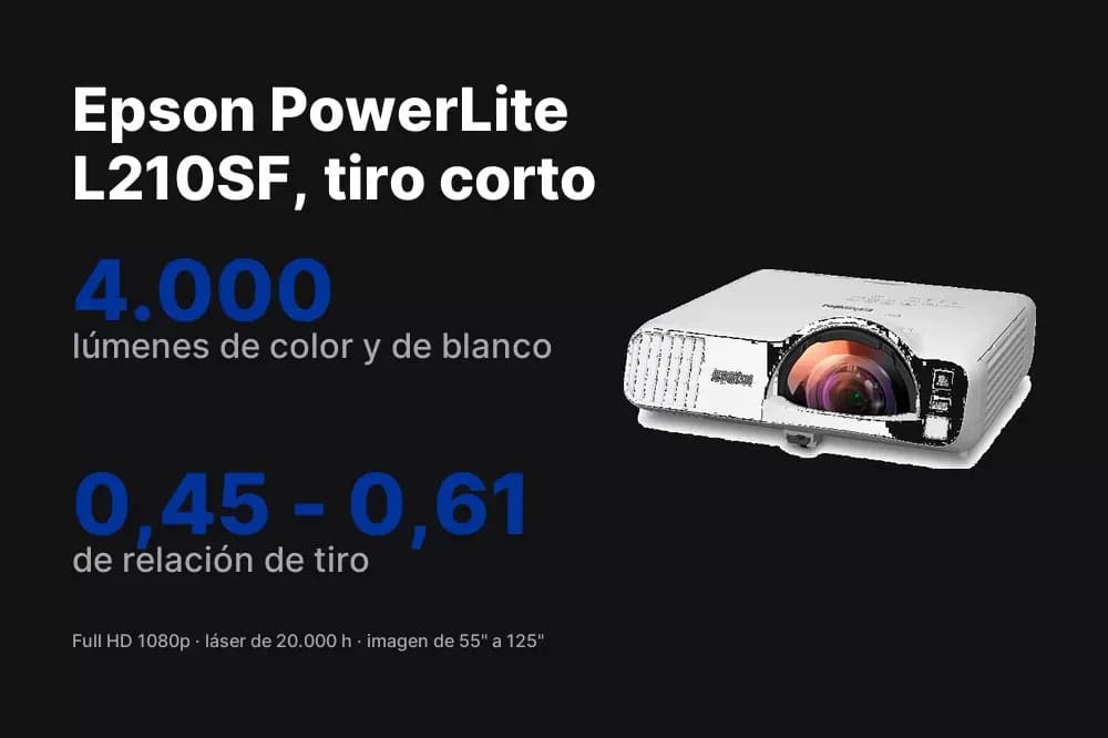 Epson PowerLite L210SF – Proyector láser Full HD tiro corto 4.000 lúmenes