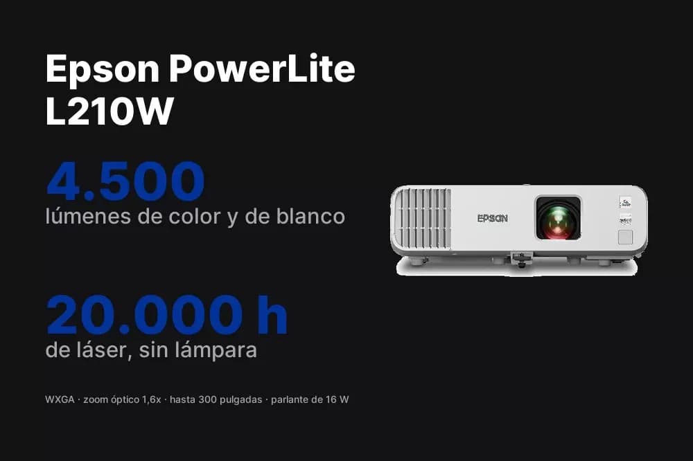 Epson PowerLite L210W – Proyector láser WXGA 4.500 lúmenes