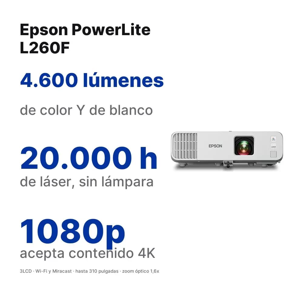 Epson PowerLite L260F – proyector láser 1080p de 4.600 lúmenes