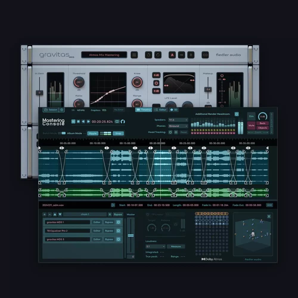 Fiedler Audio Dolby Atmos Mastering bundle – gravitas MDS y Mastering Console para masterizar mezclas inmersivas (Descarga Digital)