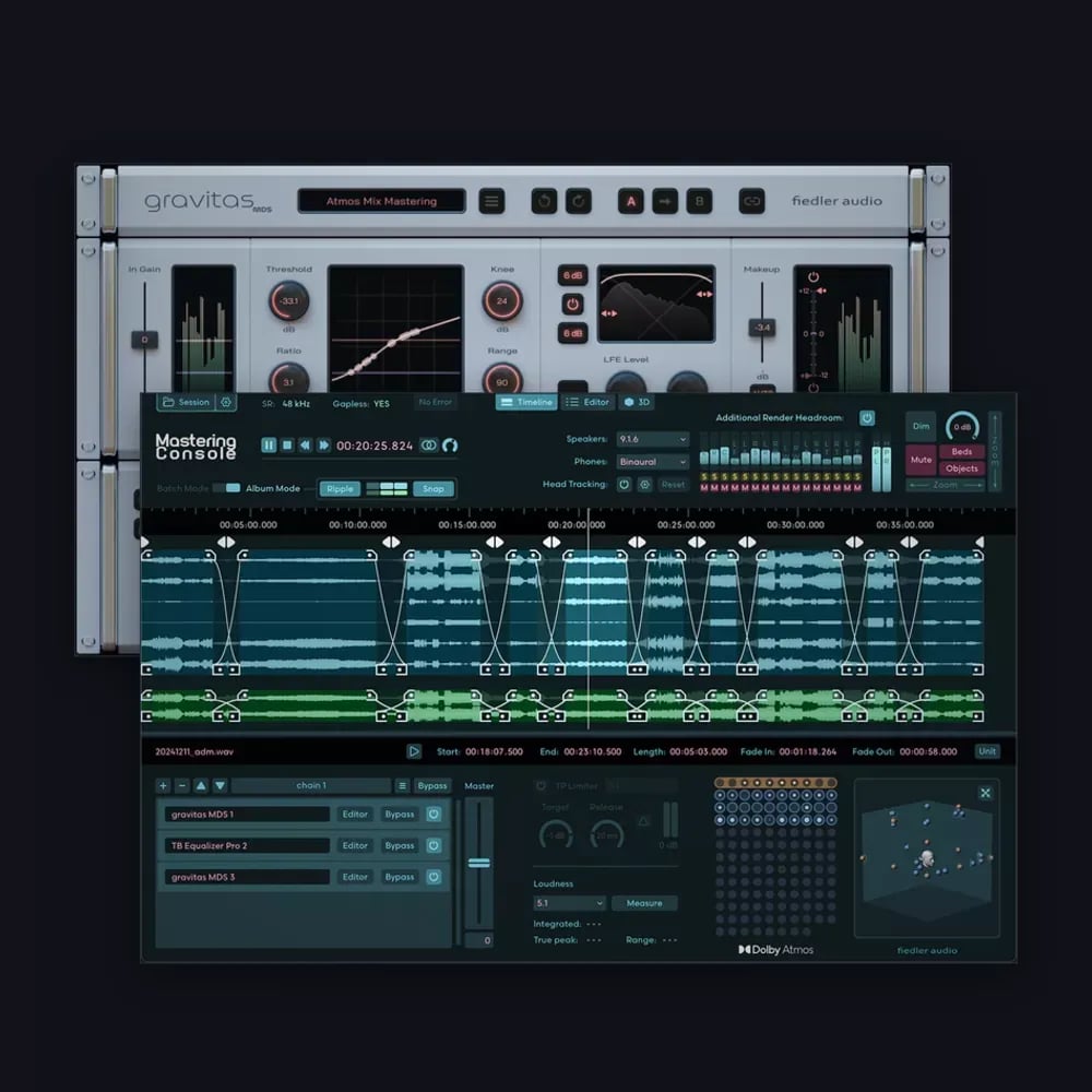 Fiedler Audio Dolby Atmos Mastering bundle – gravitas MDS y Mastering Console para masterizar mezclas inmersivas (Descarga Di
