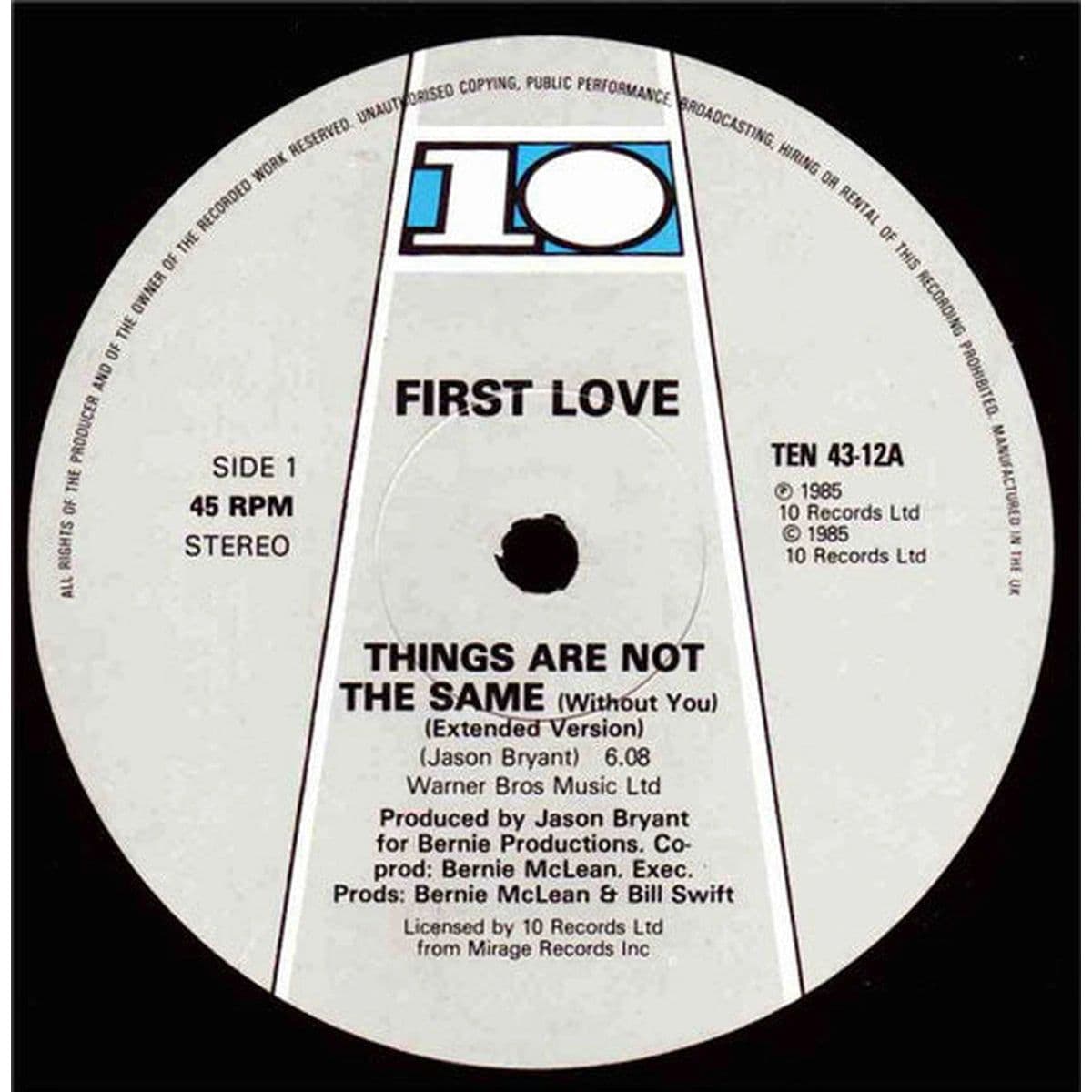 First Love – Things Are Not The Same (Without You) (Vinilo usado) (VG+)