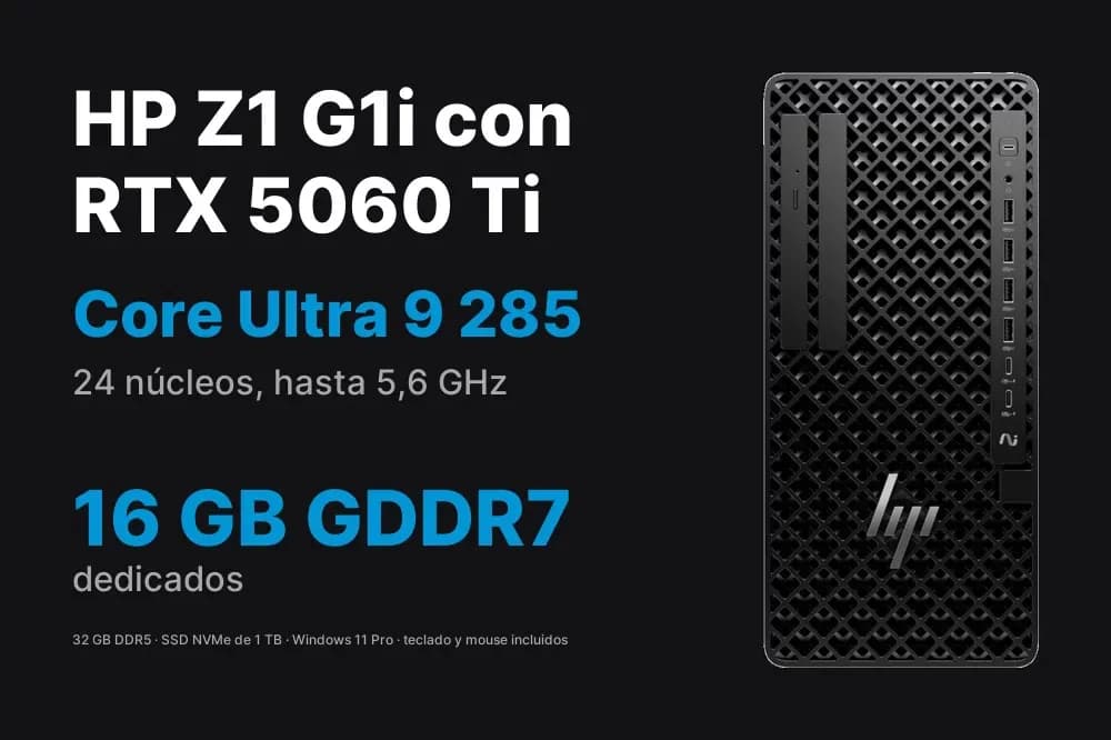 HP Z1 G1i – Torre Core Ultra 9, 32 GB, 1 TB SSD y RTX 5060 Ti
