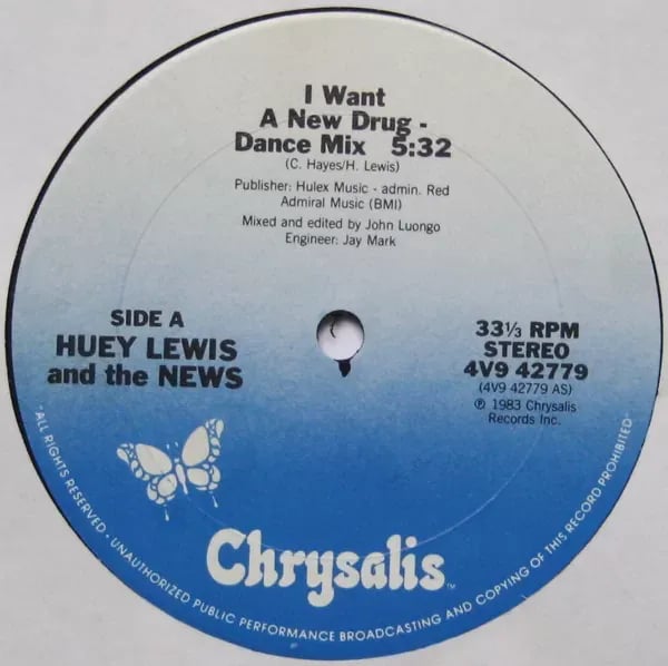 Huey Lewis And The News - I Want A New Drug (Vinilo usado VG+) - Variante en LEMM DJ Store