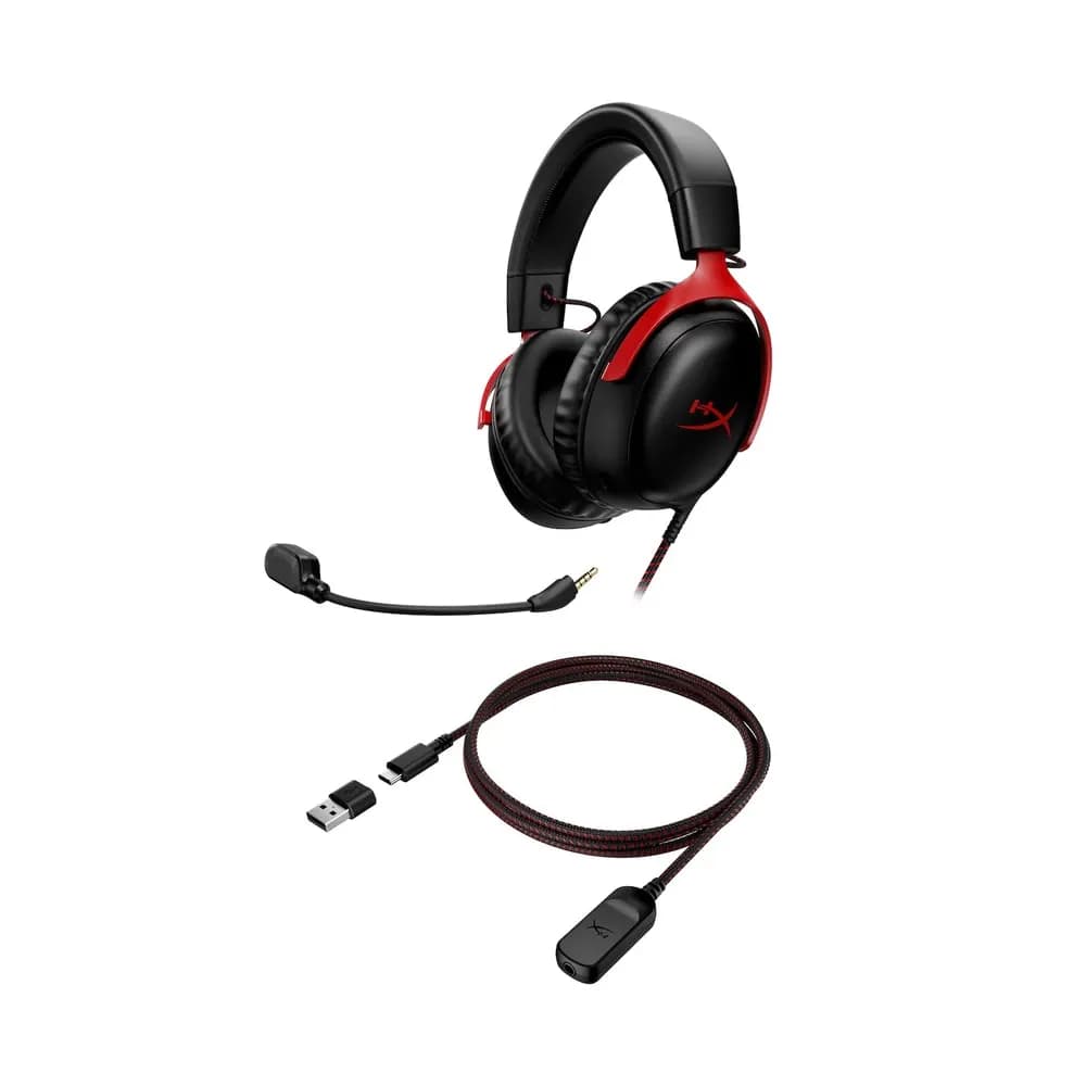 HyperX Cloud III – Audífonos Gamer con Cable Negro y Rojo