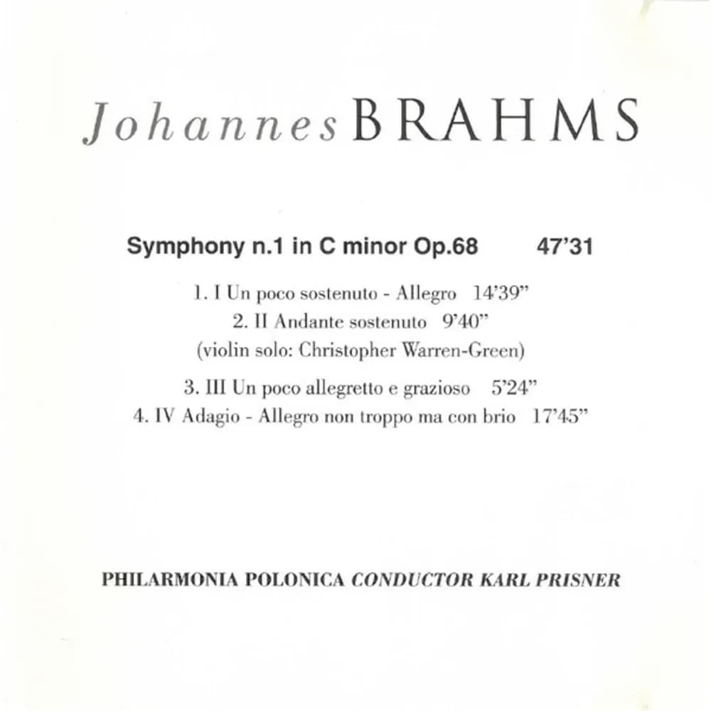 Johannes Brahms - Symphony N. 1 In Op.68 (CD nuevo)