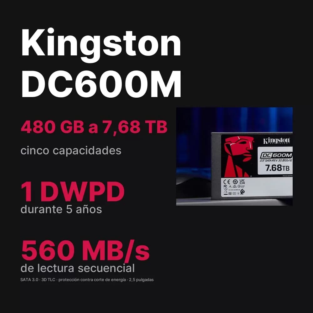 Kingston DC600M – SSD SATA empresarial de 480 GB a 7,68 TB