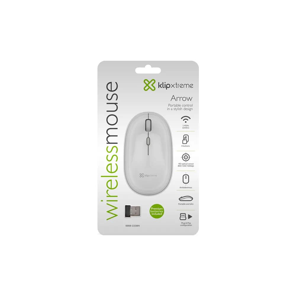 Klip Xtreme Arrow – Mouse Inalámbrico Delgado Ambidiestro