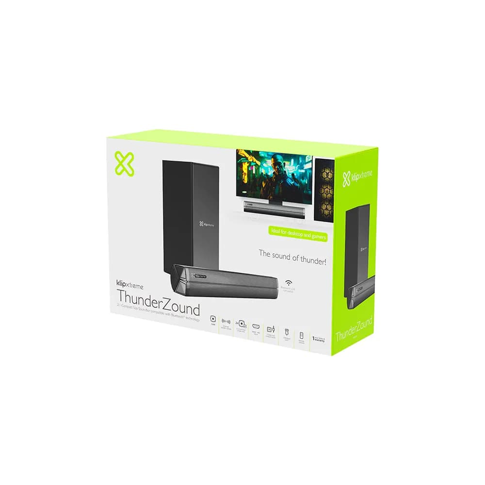 Klip Xtreme ThunderZound KSB-050 – Barra de Sonido Compacta 2.1 con Subwoofer, HDMI ARC y Bluetooth