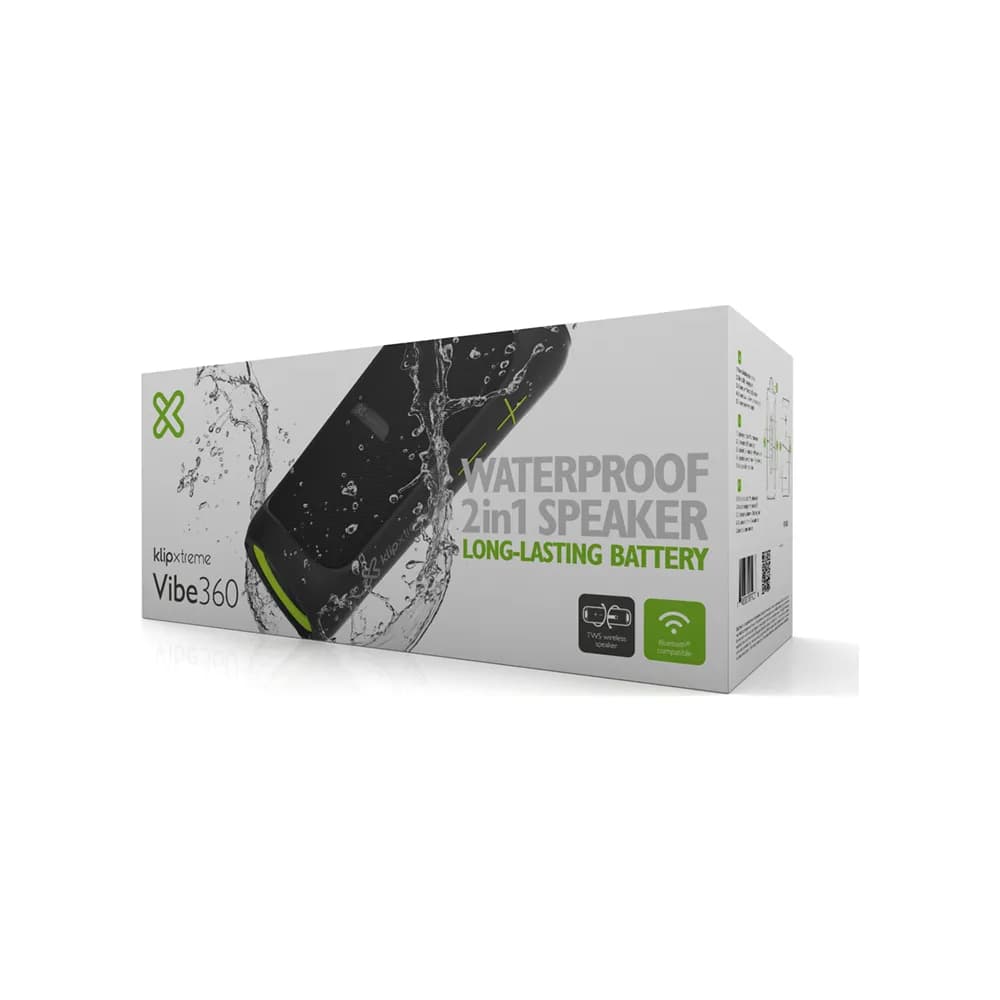 Klip Xtreme Vibe360 KBS-800 – Parlante Bluetooth 2 en 1 que se Separa en Dos, IPX7