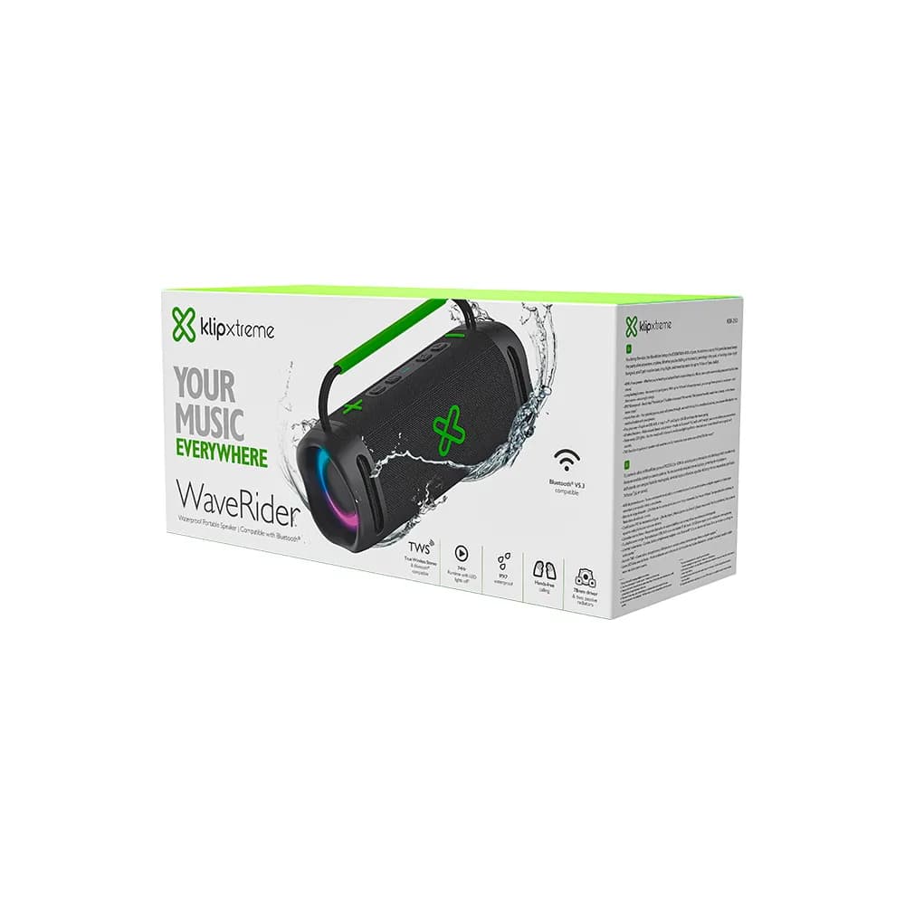Klip Xtreme WaveRider KBB-250 – Parlante Bluetooth 40 W, IPX7 y Luces LED