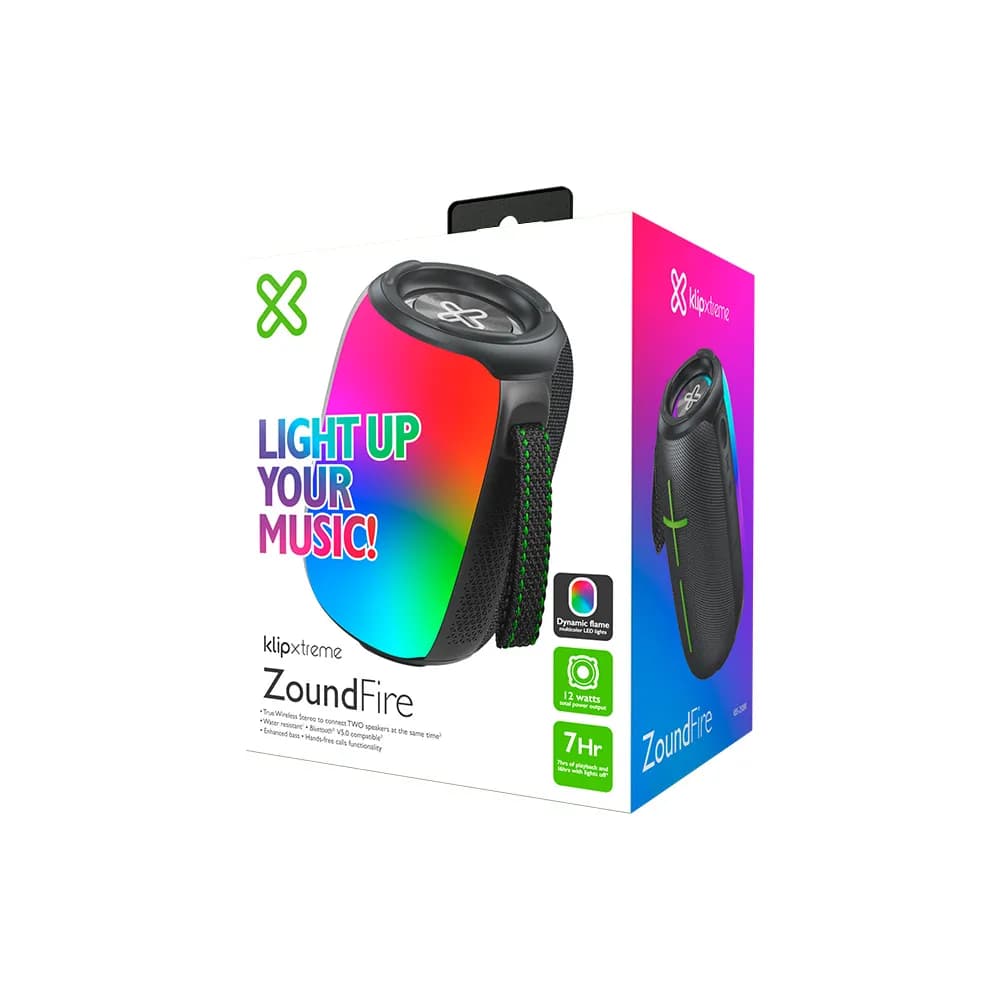 Klip Xtreme ZoundFire y ZoundFire Pro – Parlante Bluetooth con Luces LED de Llama, IPX6