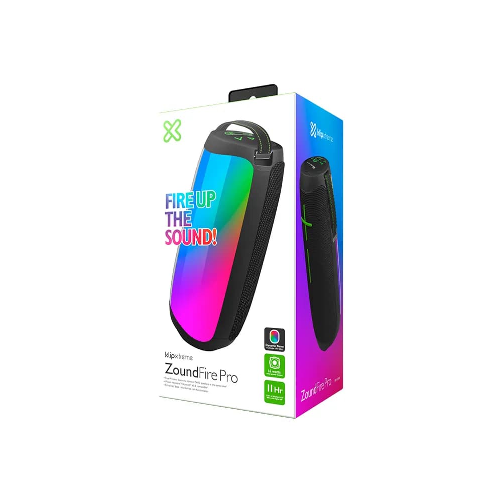 Klip Xtreme ZoundFire y ZoundFire Pro – Parlante Bluetooth con Luces LED de Llama, IPX6