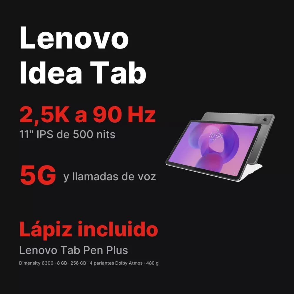 Lenovo Idea Tab – tablet 11" 2,5K con 5G y lápiz incluido