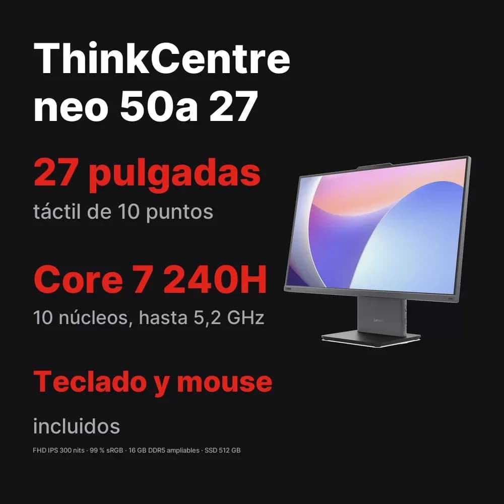 Lenovo ThinkCentre neo 50a 27 – todo en uno 27" táctil