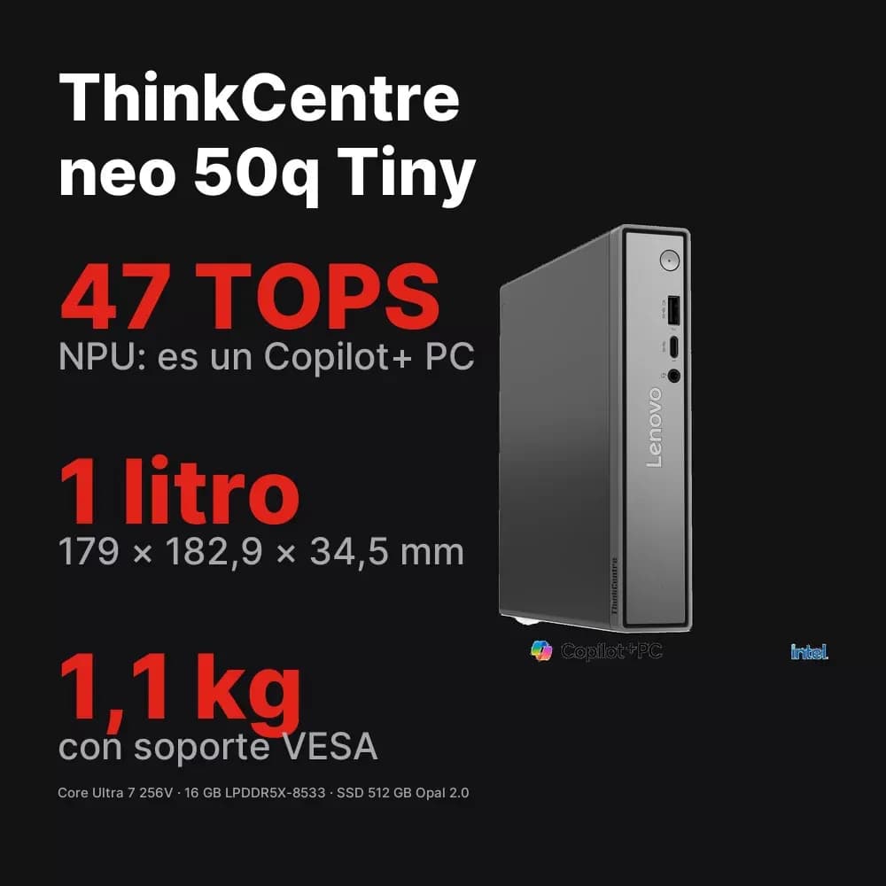 Lenovo ThinkCentre neo 50q Tiny – Copilot+ PC de 1 litro