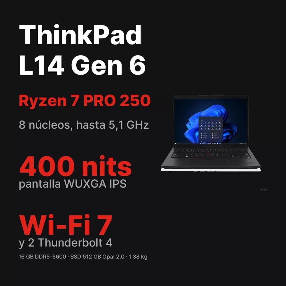 Lenovo ThinkPad L14 Gen 6 – 14" Ryzen 7 PRO, 400 nits
