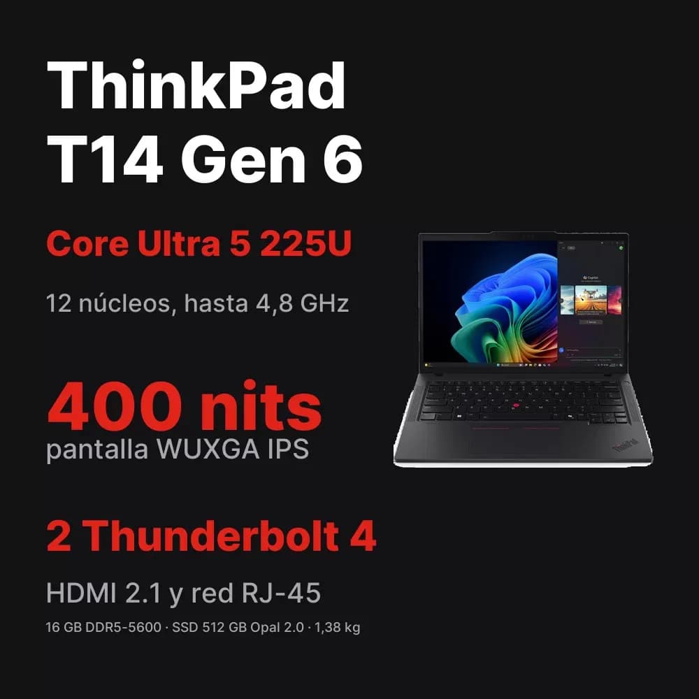 Lenovo ThinkPad T14 Gen 6 – 14" Core Ultra 5, 400 nits