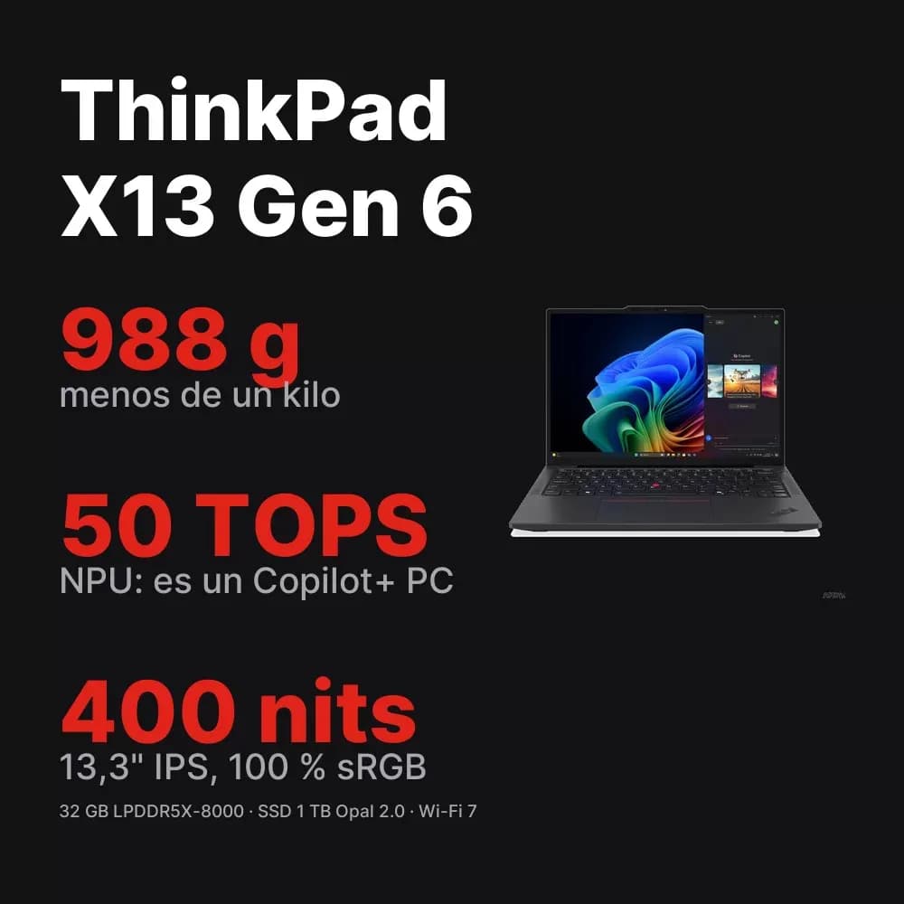 Lenovo ThinkPad X13 Gen 6 – 988 g, Copilot+ PC, 32 GB