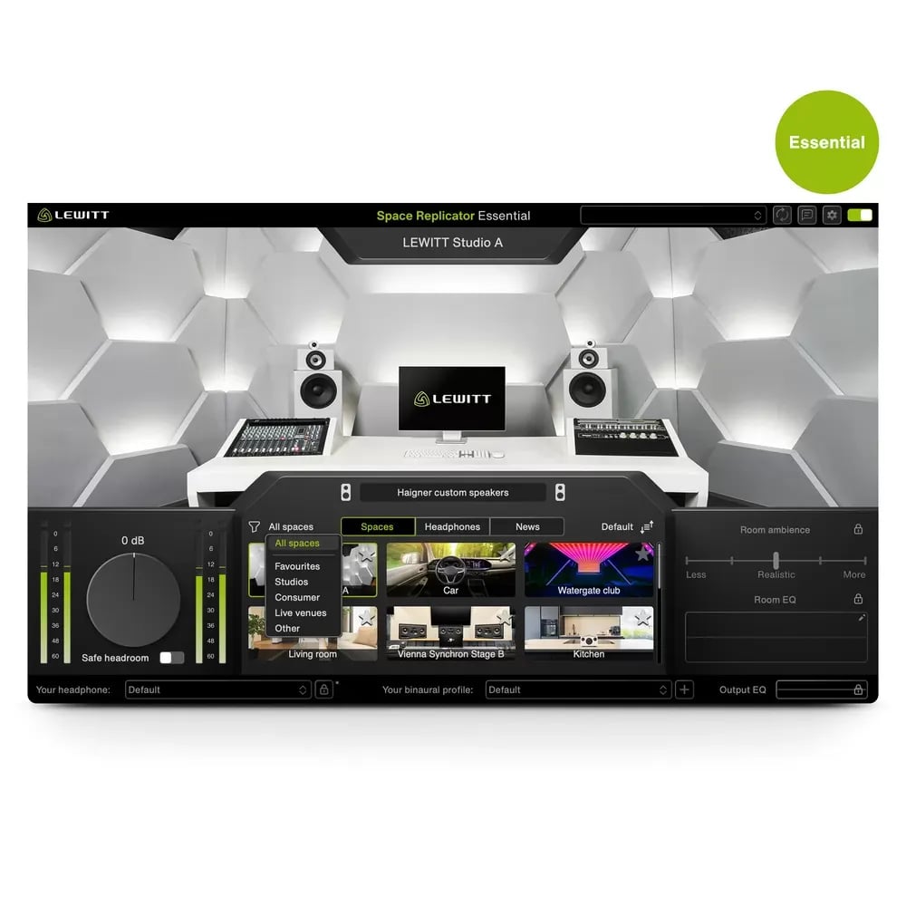 LEWITT Space Replicator Essential – Monitoreo en Audífonos con Espacios Acústicos Virtuales (Descarga Digital) - Variante en
