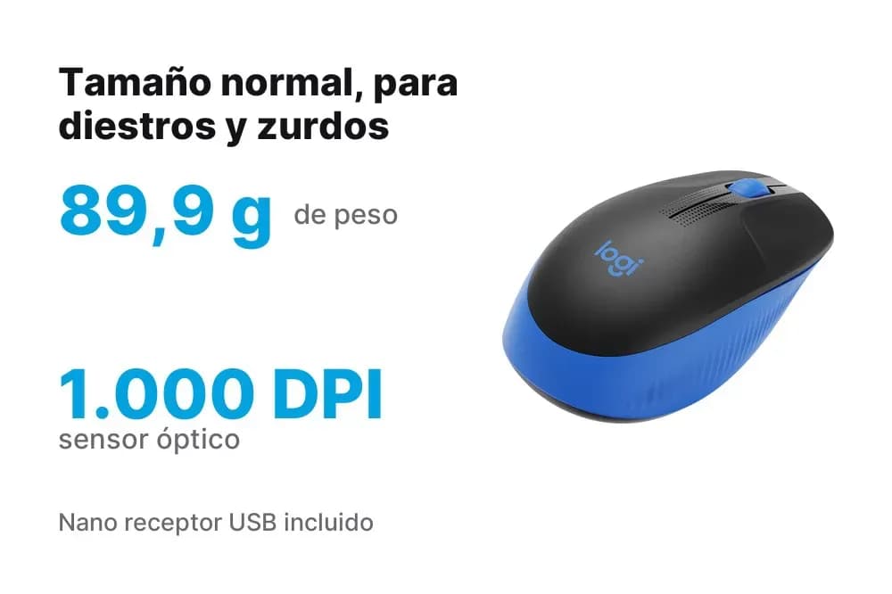 Logitech M190 – Mouse Inalámbrico de Tamaño Normal