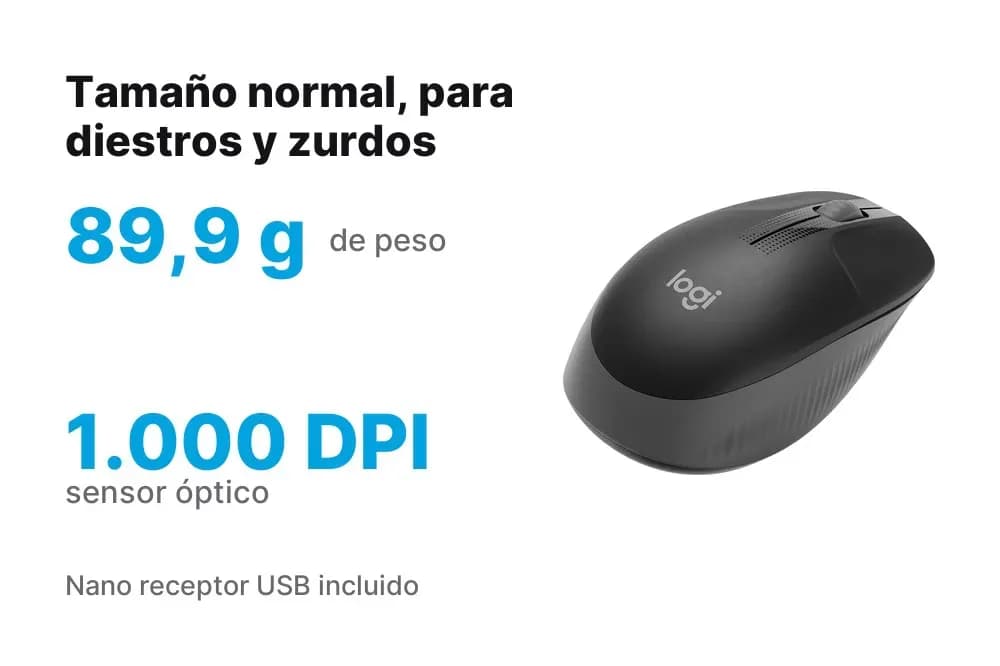 Logitech M190 – Mouse Inalámbrico de Tamaño Normal