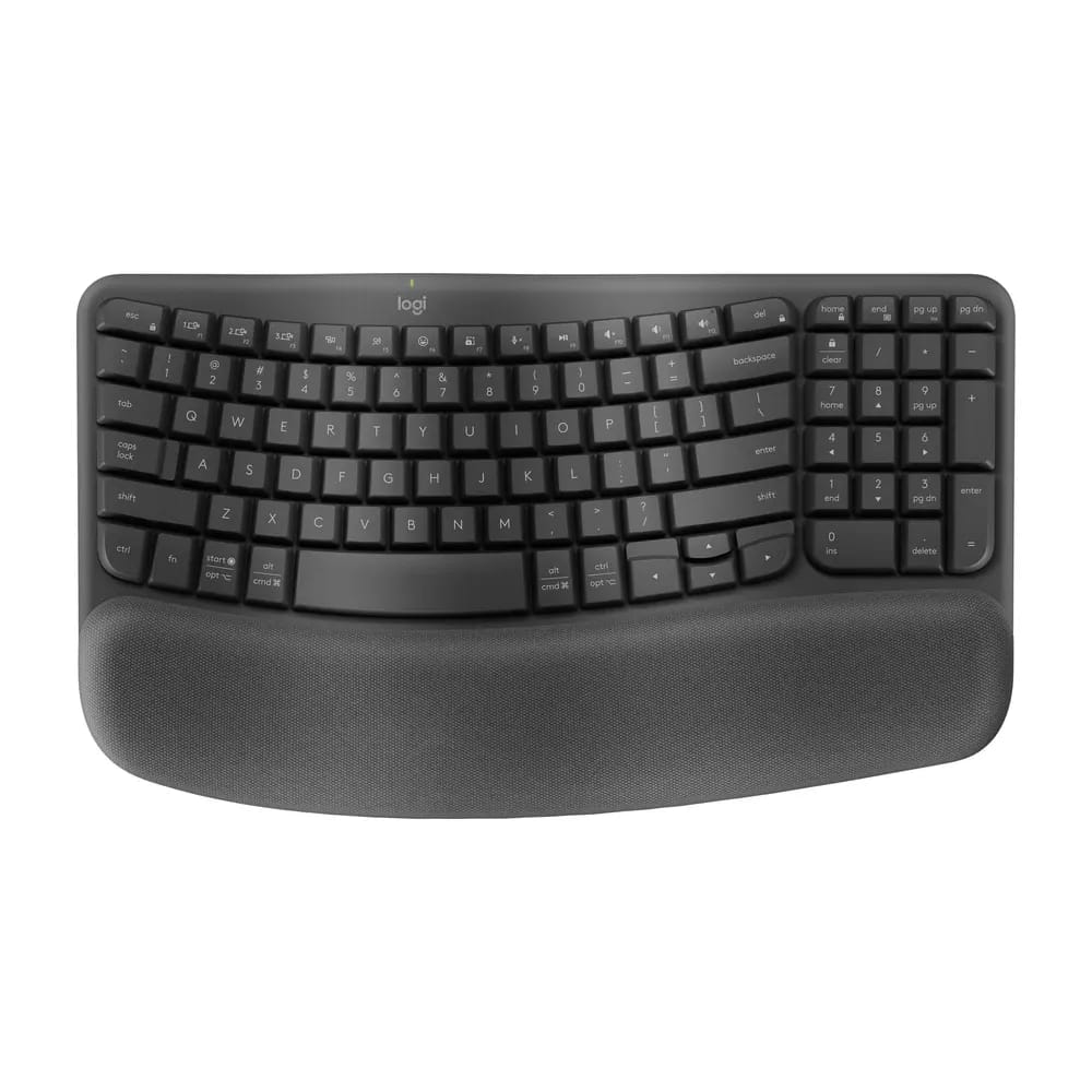 Logitech Wave Keys – Teclado Ergonómico Inalámbrico con Reposamanos - Grafito - Vista alternativa en LEMM DJ Store