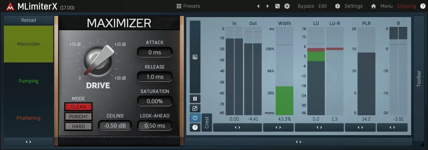 MeldaProduction MLimiterX – Limitador brickwall transparente para masterización (Descarga Digital)